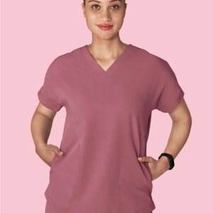 Oversized v neck Women's scrub Top-Mauve